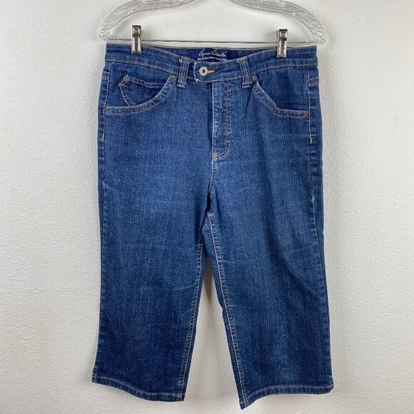 Gloria Vanderbilt Women Capri Jeans Crop Size 10 Perfect Fit Dark Wash High Rise - Picture 1 of 6